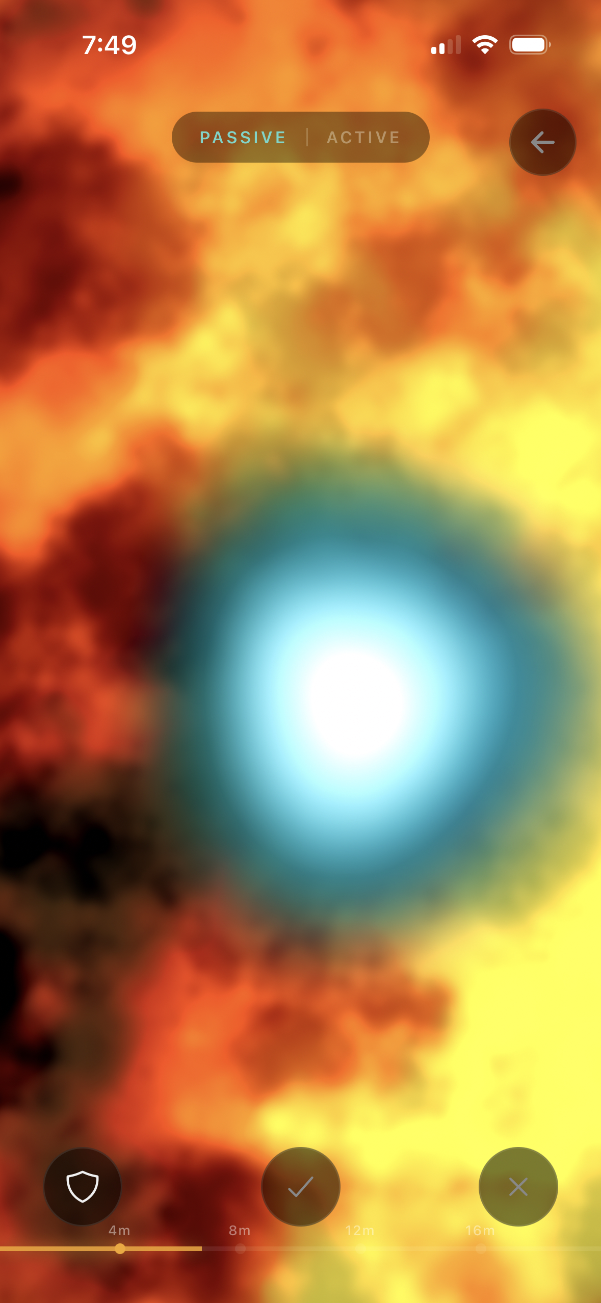 Craving Holdout fire theme — amber craving force pressing in from the edges, cool center holding